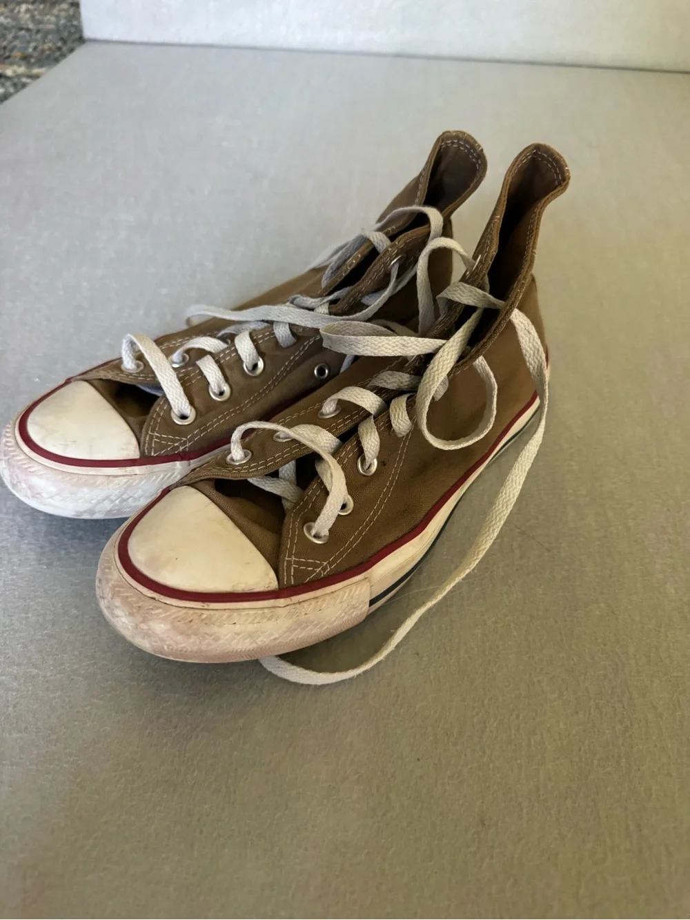 Converse Brown High-Top Sneakers with White Toe Cap